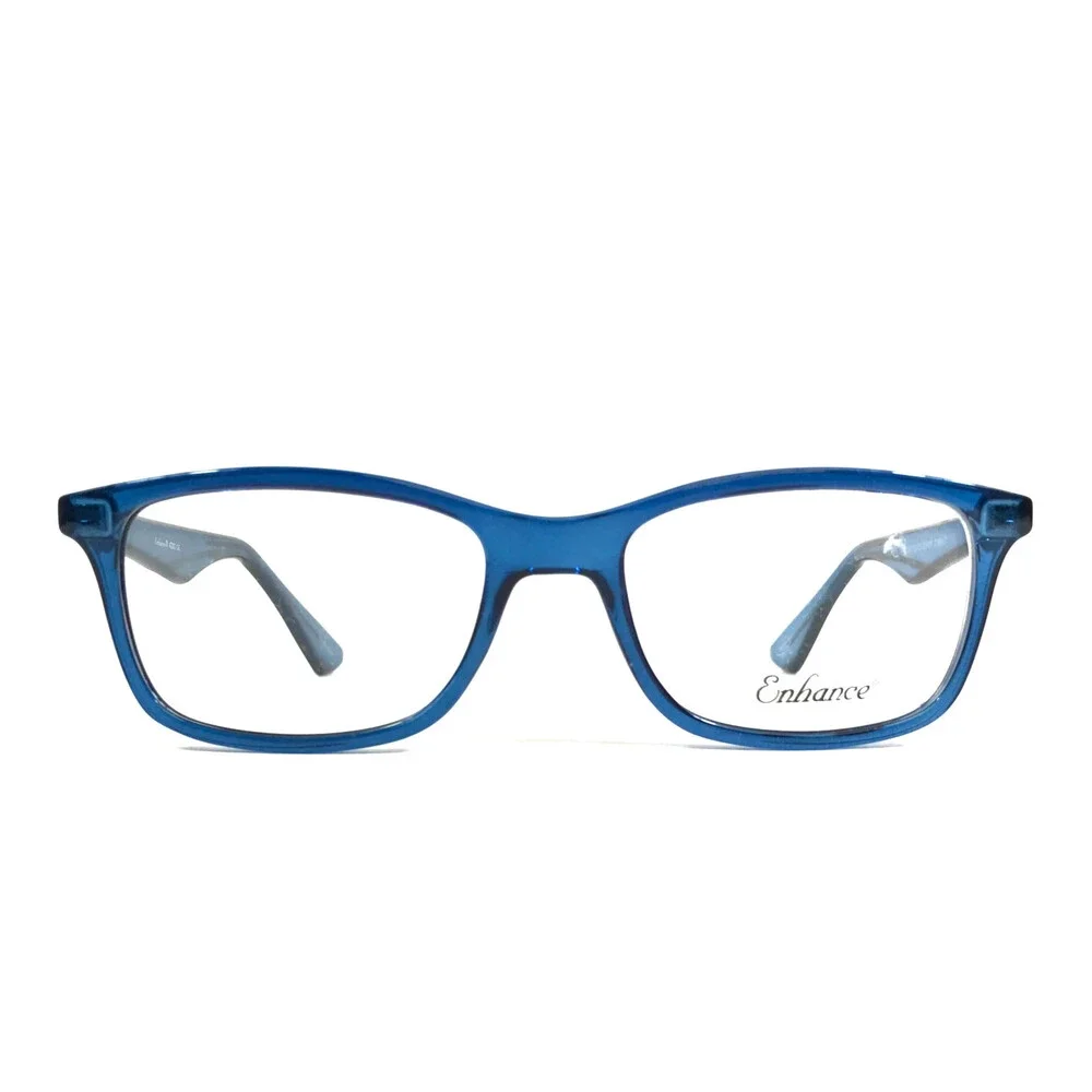 Enhance Eyeglasses Frames 4200 SHINY COBALT Blue Rectangle Full Rim 50-17-135